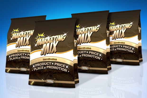 "Marketing Mix" snack bags to illustrate Bowman Media Model effectiveness in QSR Marketing