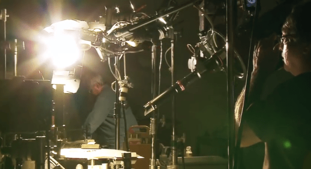 Camera crew filming food using motion control in QSR video shoot.